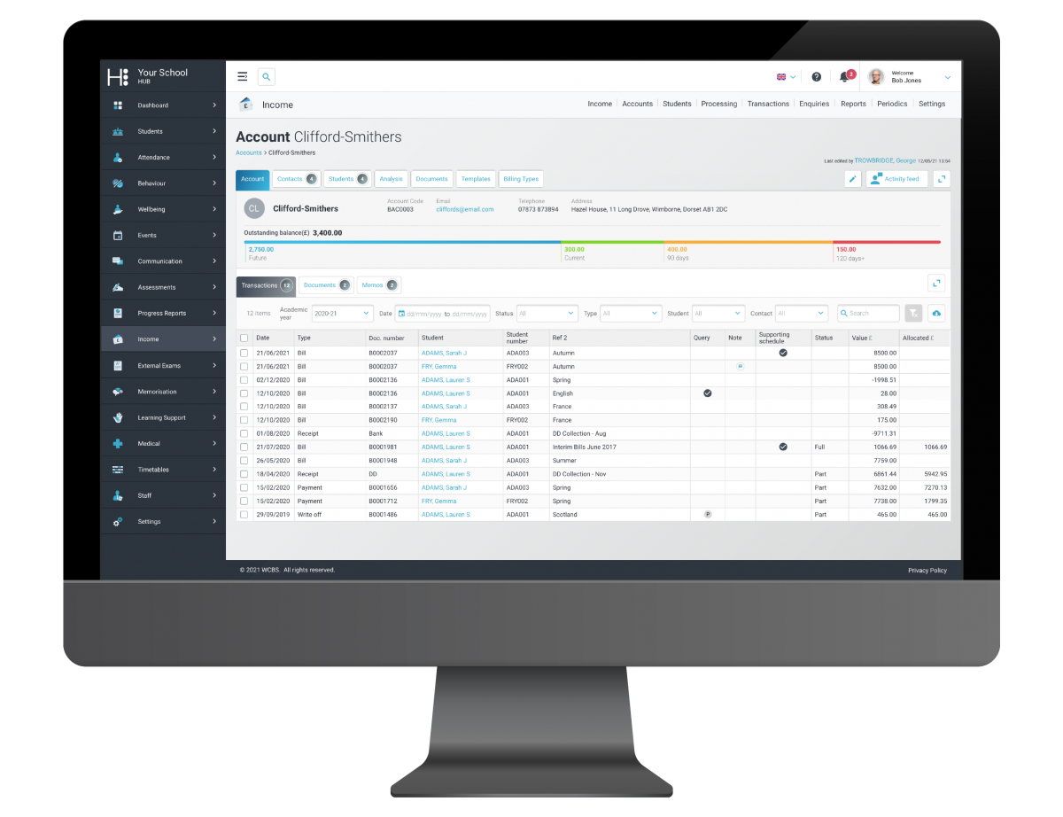 desktop HUBincome billing desktop