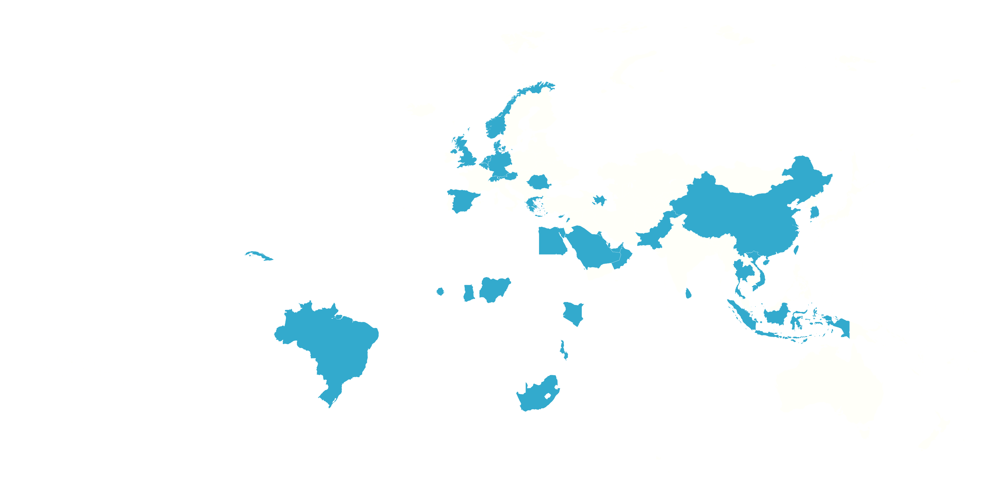 World map with WCBS customers